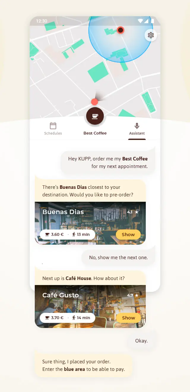 App Mock-Up chat with assistant