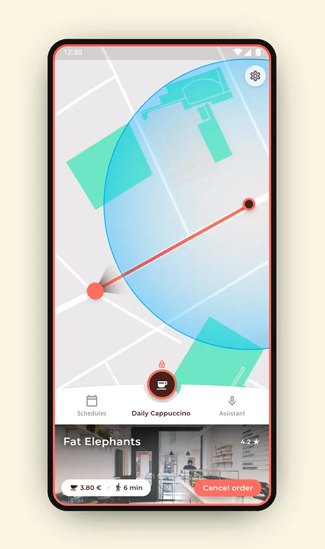 App Mock-Up homescreen after ordering out of payzone.