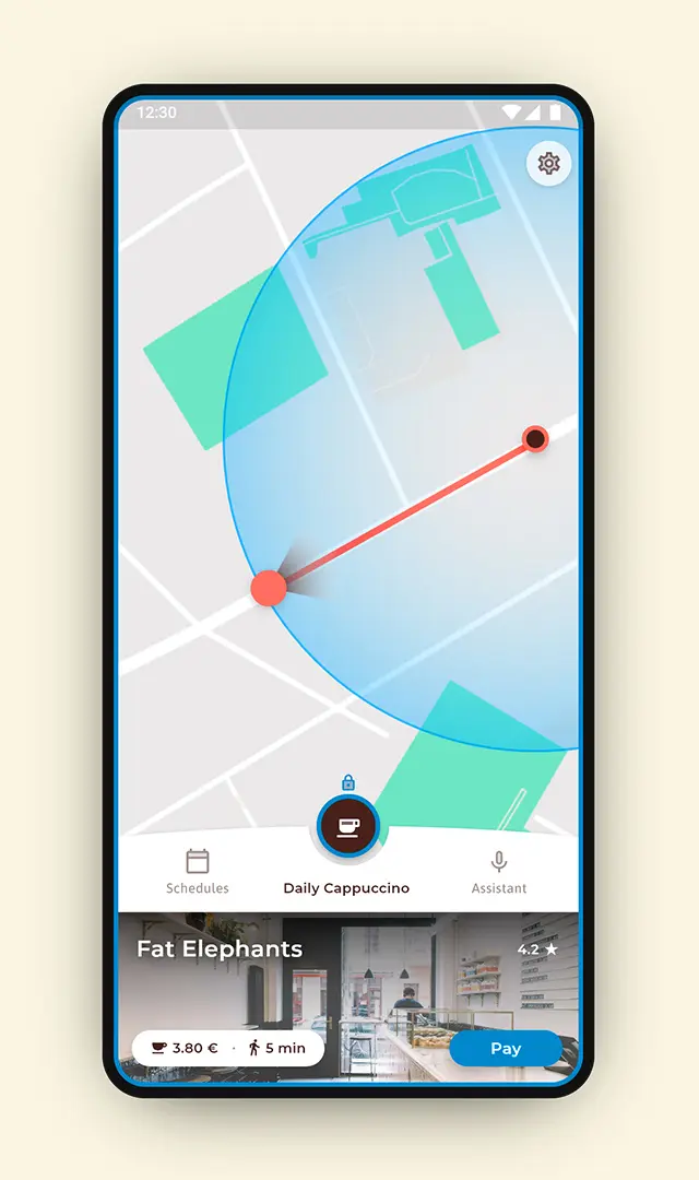 App Mock-Up homescreen after ordering in payzone.