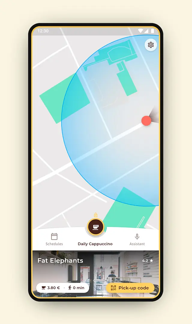 App Mock-Up homescreen after ordering in pickuprange.