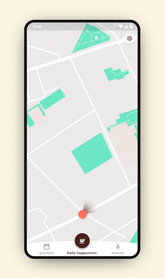 App Mock-Up homescreen with triggert preset.